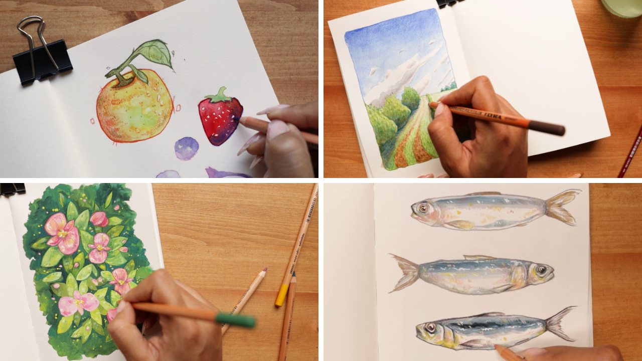 Dynamic Sketchbook Illustrations Using Paint And Pencil With Minnie ...